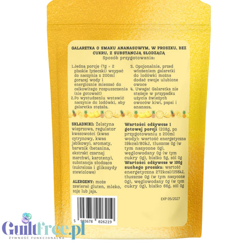 Funky Jelly Pineapple x 15 porcji - galaretka bez cukru o smaku ananasowym 19kcal w porcji