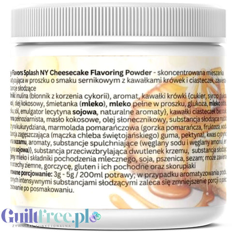 Funky Flavors Splash NY Cheesecake 6kcal 200g - błonnikowy aromat słodzący w proszku, sernikowy z krówkami i ciasteczkami