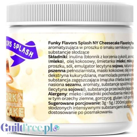 Funky Flavors Splash NY Cheesecake 6kcal 200g - błonnikowy aromat słodzący w proszku, sernikowy z krówkami i ciasteczkami