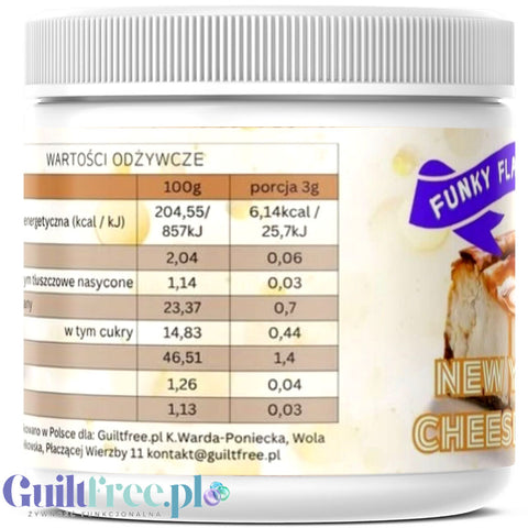Funky Flavors Splash NY Cheesecake 6kcal 200g - błonnikowy aromat słodzący w proszku, sernikowy z krówkami i ciasteczkami
