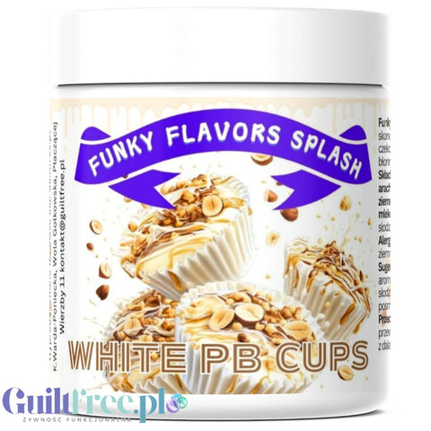 Funky Flavors Splash White PB Cup 50g - błonnikowy aromat słodzący w proszku Białej Czekolady & Masła Orzechowego
