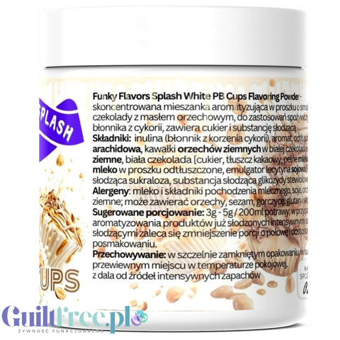 Funky Flavors Splash White PB Cup 50g - błonnikowy aromat słodzący w proszku Białej Czekolady & Masła Orzechowego