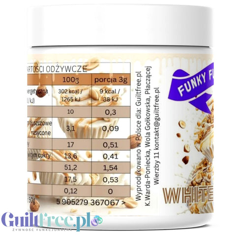 Funky Flavors Splash White PB Cup 50g - błonnikowy aromat słodzący w proszku Białej Czekolady & Masła Orzechowego