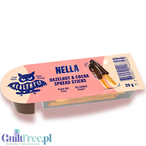 HealthyCo Nella Hazelnut & Cocoa Spread Sticks - Paluszki z kremem czekoladowo-orzechowym bez dodatku cukru