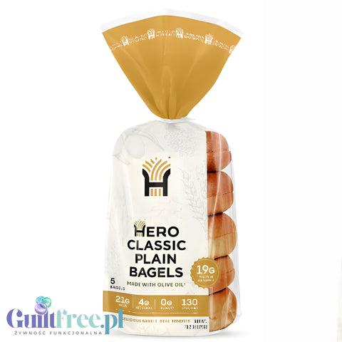 Hero Classic Plain Bagels - keto protein bagels, 19g protein & 130kcal per bagel
