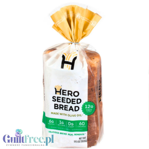 Hero Seeded Bread - keto bread 1g carbs per slice, only 60kcal