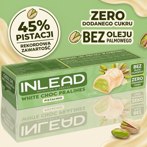Inlead White Choc Pralines Pistachio - pralinki pistacjowe bez cukru w białej czekoladzie
