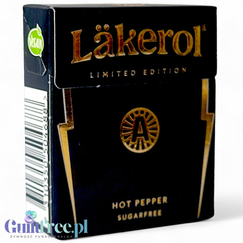 Läkerol Hot Pepper Lakritz 25g - pikantna mocna lukrecja bez cukru z Finlandii