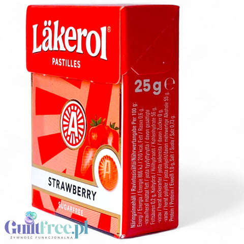 Läkerol Strawberry 25g - szwedzka lukrecja bez cukru ze stewią