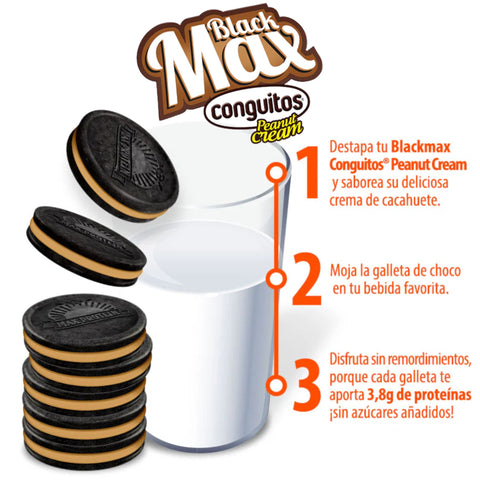 MAX Protein Blackmax Conguitos® Peanut Cream - proteinowe ciastka bez cukru i oleju palmowego z kremem orzechowym