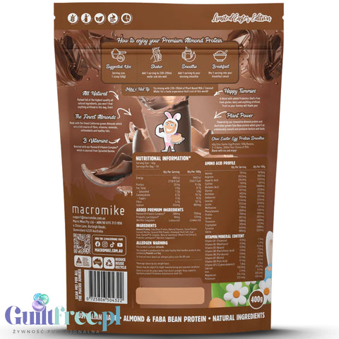 Macro Mike Chocolate Easter Egg Premium Almond Protein - wegańska migdałowa odżywka białkowa bez glutenu i sukralozy