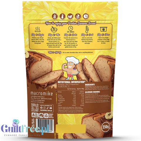 Macro Mike Protein Banana Bread Baking Mix - mieszanka do przygotowania wegańskiego chlebka bananowego
