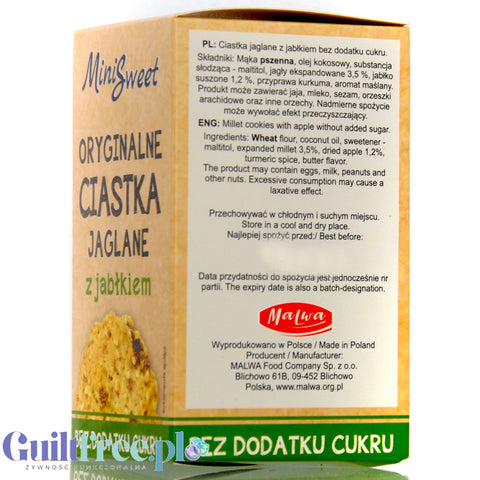 Malwa ciastka Jaglane z jabłkiem i jagłami bez dodatku cukru
