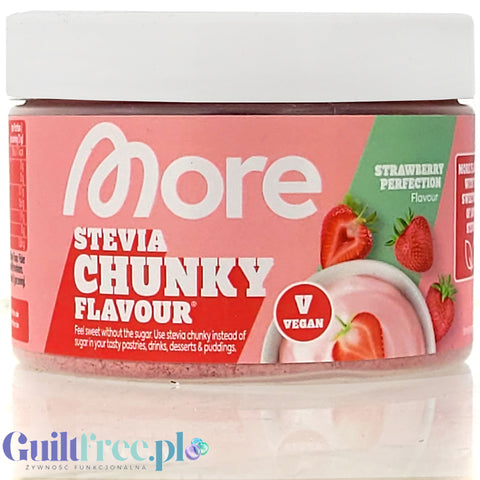 More Nutrition Chunky Flavor STEVIA, Strawberry Perfection 150g - wegański aromat w proszku bez cukru ze stewią