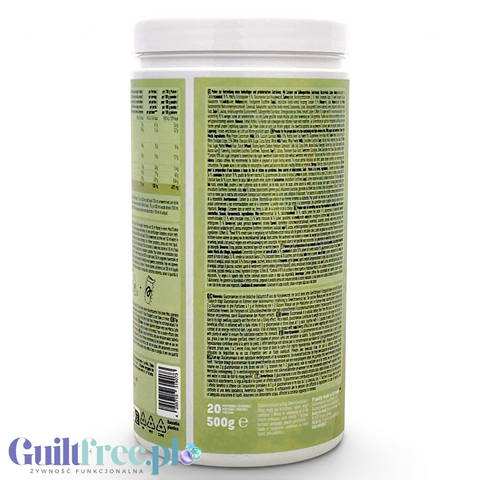 Opakowanie Guiltfree More Nutrition Protein Iced Matcha Latte Cherry Mochi z etykietą zawierającą skład i wartości