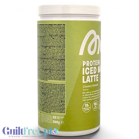 Guiltfree More Nutrition Protein Iced Matcha Latte o smaku kremowego banana w opakowaniu 500g z białkiem i matchą.