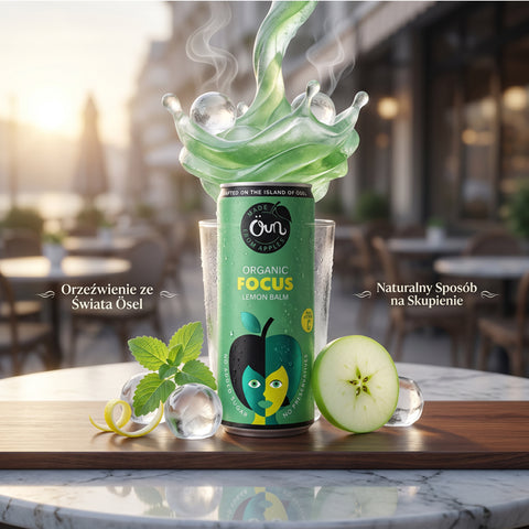 Oun Organic Focus Lemon Balm - wegański napój gazowany z ekstraktem z melisy na koncentrację