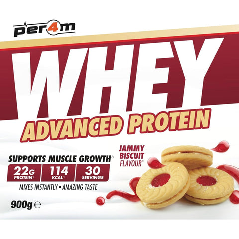 Per4m Whey Advanced Protein Jammy Biscuit 900g - gęsta odżywka białkowa WPC, WPI & MPC, smak Ciastko z dżemem