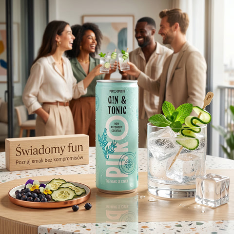 PURO Spirits Gin Tonic 0% - bezalkoholowy napój premium bez cukru ze stewią