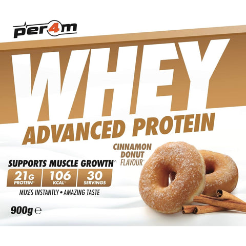 Per4m Whey Advanced Protein Cinnamon Donut 900g - gęsta odżywka białkowa WPC, WPI & MPC, Cynamonowy Donut