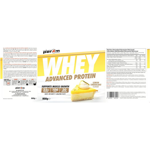 Per4m Whey Advanced Protein Lemon Cheesecake 900g - gęsta odżywka białkowa WPC, WPI & MPC
