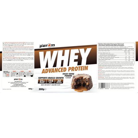 Per4m Whey Advanced Protein Sticky Toffee Pudding 900g - gęsta odżywka białkowa WPC, WPI & MPC