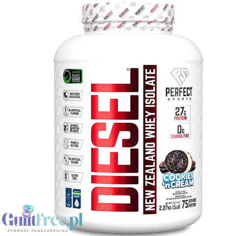 Perfect Sport Diesel 100% Whey Isolate Cookies 'n Cream 2,27 kg - WPI isolate from New Zealand without sugar & fat