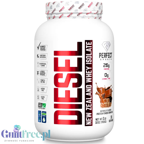 Perfect Sport Diesel 100% Whey Isolate Milk Chocolate 908g - WPI isolate without sugar & fat, 26g protein & 120kcal