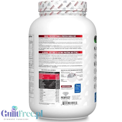 Perfect Sport Diesel 100% Whey Isolate Strawberry - izolat WPI z Nowej Zelandii bez cukru i tłuszczu, 27g białka & 110kcal