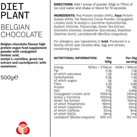 Phd Diet Plant Lean Protein Belgian Chocolate 500g - wegańska odżywka białkowa, Belgijska Czekolada, fat burning formula