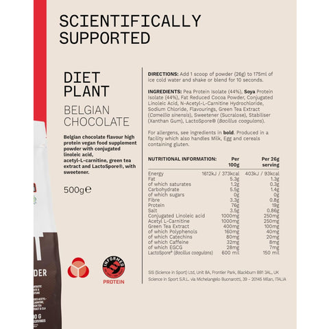 Phd Diet Plant Lean Protein Belgian Chocolate 500g - wegańska odżywka białkowa, Belgijska Czekolada, fat burning formula