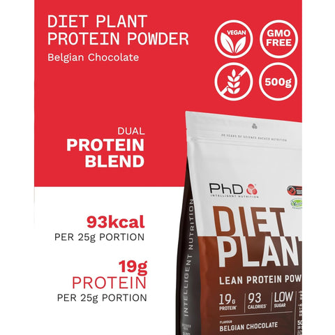 Phd Diet Plant Lean Protein Belgian Chocolate 500g - wegańska odżywka białkowa, Belgijska Czekolada, fat burning formula