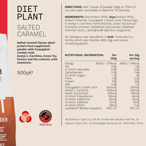 Phd Diet Plant Lean Protein Salted Caramel 500g - wegańska odżywka białkowa, Solony Karmel, formuła fat burning