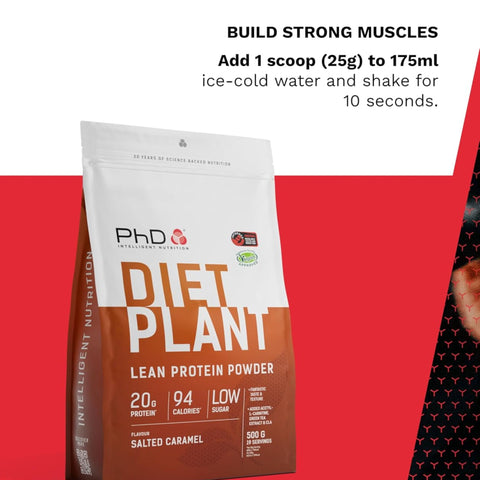 Phd Diet Plant Lean Protein Salted Caramel 500g - wegańska odżywka białkowa, Solony Karmel, formuła fat burning