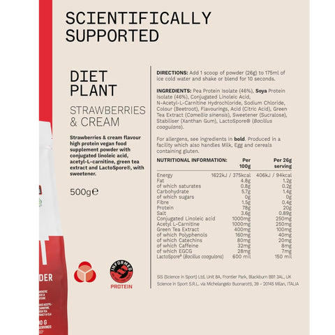 Phd Diet Plant Lean Protein Strawberries & Cream 500g - wegańska odżywka białkowa, Truskawki w Śmietanie, fat burning formula