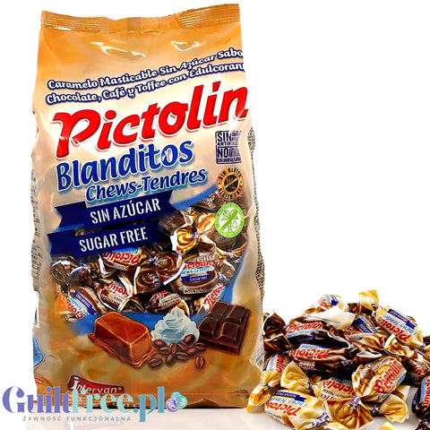 Pictolin Blanditos Chews-Tendres - miękkie ciągutki krówki toffee bez cukru 1kg w 3 smakach
