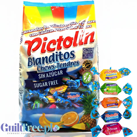 Pictolin Blanditos Tropical, miękkie cukierki bez cukru do żucia, 1kg 5 Owocowych Smaków