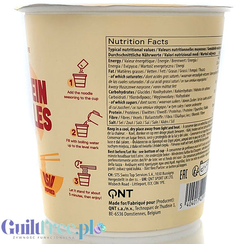 QNT Protein Noodles Chicken - proteinowa 'chińska zupka' z makaronem o smaku kurczaka 32g białka