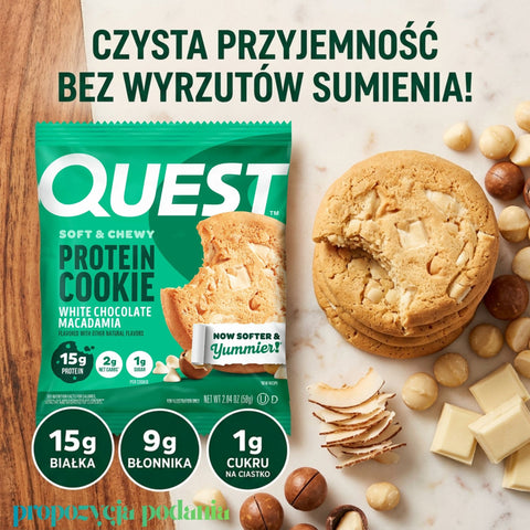 Quest Protein Cookie White Chocolate Macadamia - ciastko proteinowe z białą czekoladą i makadamia