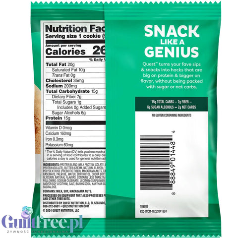 Quest Protein Cookie White Chocolate Macadamia - ciastko proteinowe z białą czekoladą i makadamia
