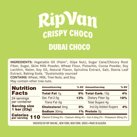 Rip Van Crispy Choco Dubai Choco Pistachio Creme With Kunafa - wafer with pistachio cream filling, covered in chocolate