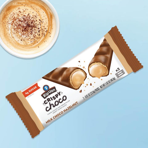 Rip Van Crispy Choco Milk Choco Hazelnut - chocolate-covered wafer filled with Bueno-style nougat cream