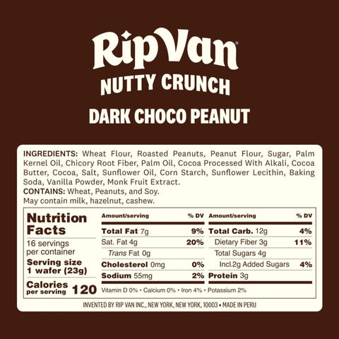 Rip Van Nutty Crunch Dark Choco Peanut 120kcal - wafer with dark chocolate cream
