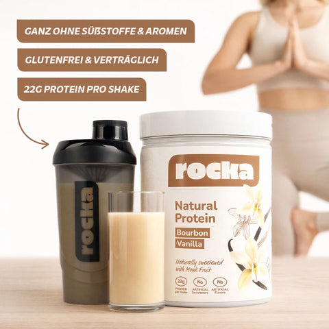 Rocka Nutrition Natural Protein Bourbon Vanilla 600g - vegan protein powder ULTRA simple unique formula