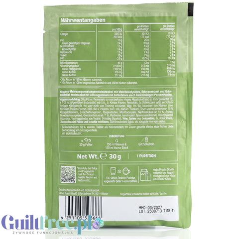 Rocka Nutrition Protein Matcha Latte 30g - wegańska odżywka proteinowa 65mg kofeiny, z matcha i zieloną herbatą