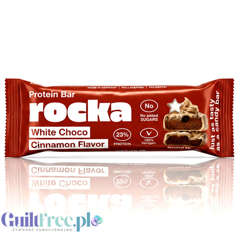 Rocka Nutrition NO WHEY White Choco Zimstern - wegański baton białkowy bez cukru i oleju palmowego