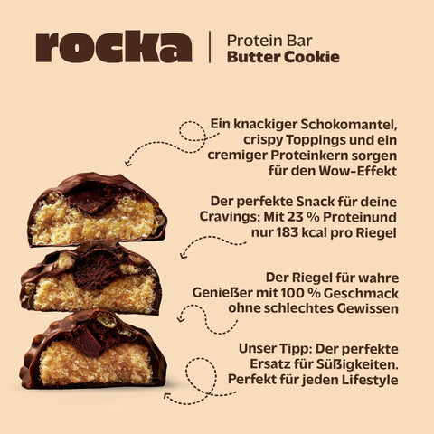 Rocka Nutrition NO WHEY Butter Cookie  - wegański baton białkowy bez cukru i oleju palmowego
