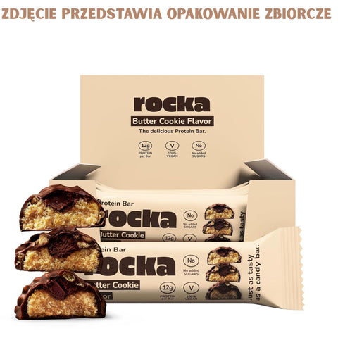 Rocka Nutrition NO WHEY Butter Cookie  - wegański baton białkowy bez cukru i oleju palmowego