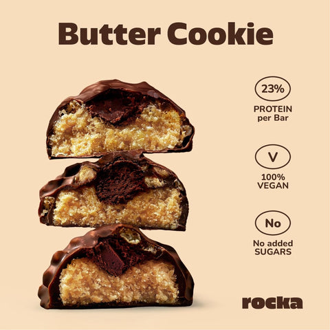 Rocka Nutrition NO WHEY Butter Cookie  - wegański baton białkowy bez cukru i oleju palmowego