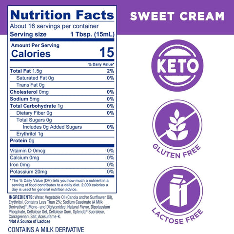 Splenda Coffee Creamer, Sweet Cream - coffee creamer 15kcal, sugar-free, lactose-free, and gluten-free
